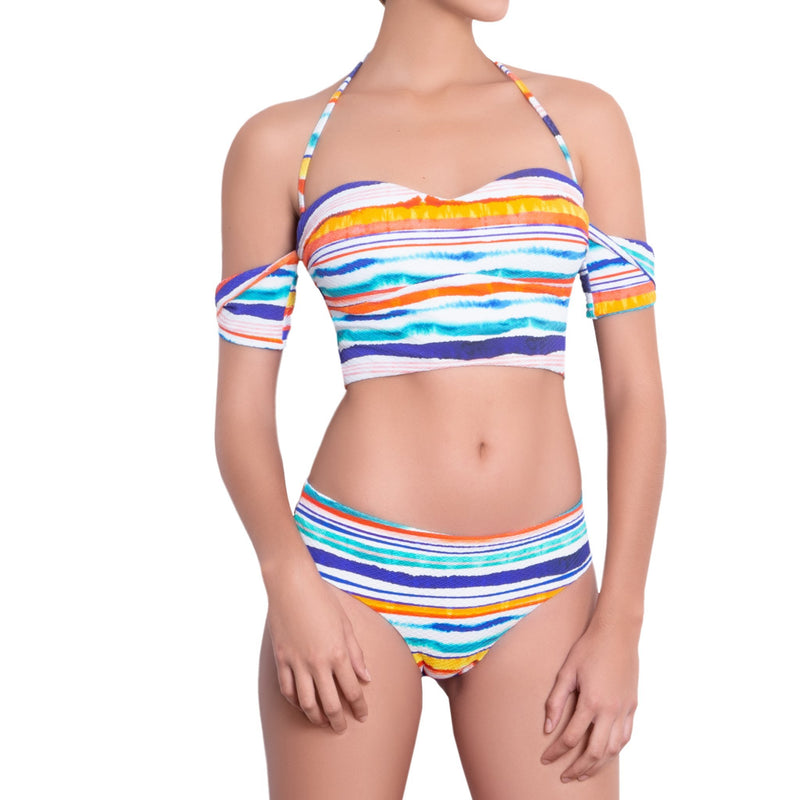 AUDREY bandeau bra, printed bikini top by ALMA swimwear – front view 4