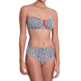 BÉRÉNICE bandeau bra, printed bikini top by ALMA swimwear – front view 4