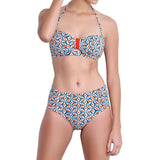 BÉRÉNICE high rise panty, printed bikini bottom by ALMA swimwear – front view 1