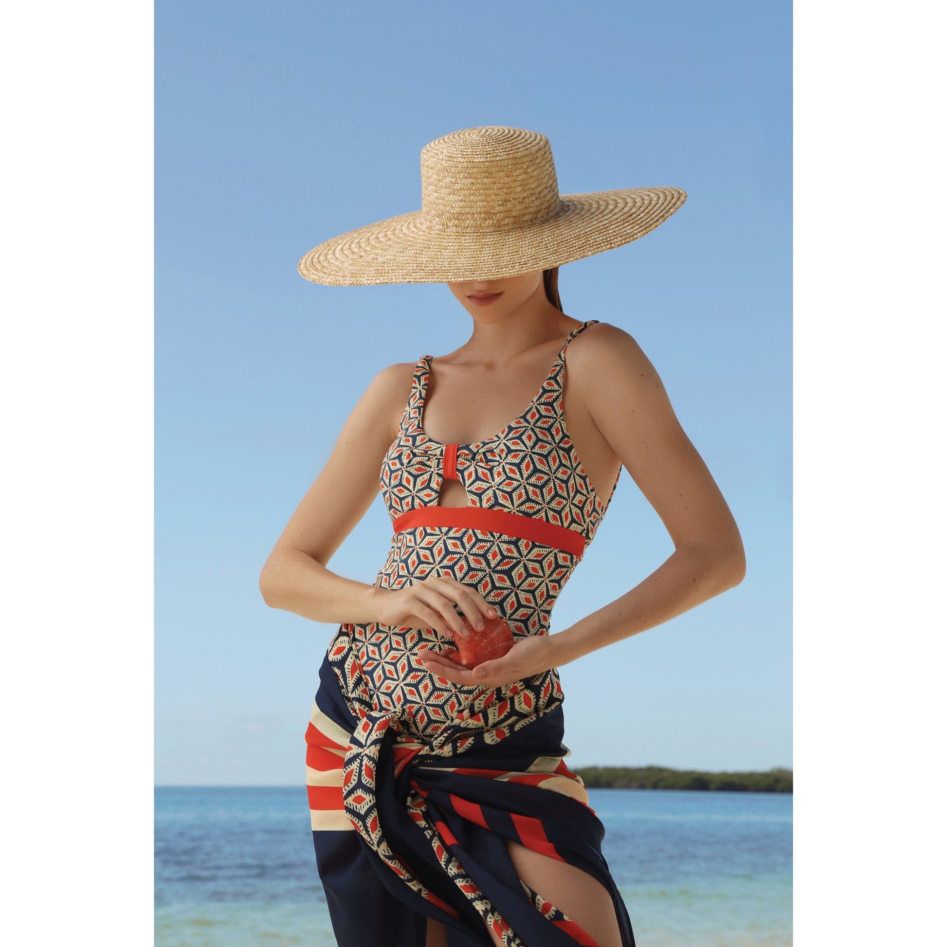 BÉRÉNICE halter one piece, printed swimsuit by french luxury swimwear brand:  ALMA – lookbook 1