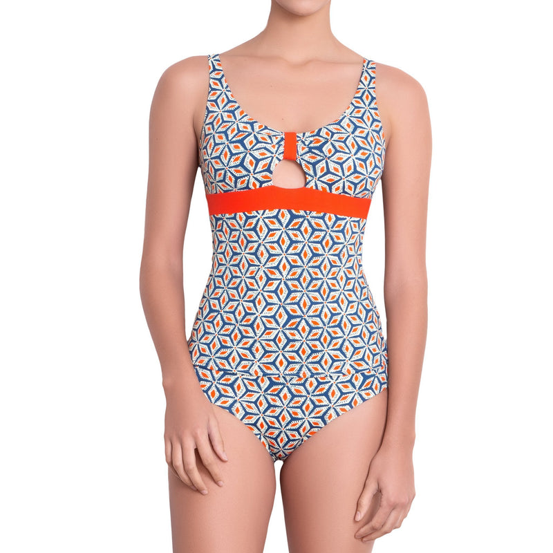 BÉRÉNICE classic panty, printed bikini bottom by ALMA swimwear – front view 1