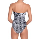 BRIGITTE bandeau one piece, printed swimsuit by ALMA swimwear – back  view 2