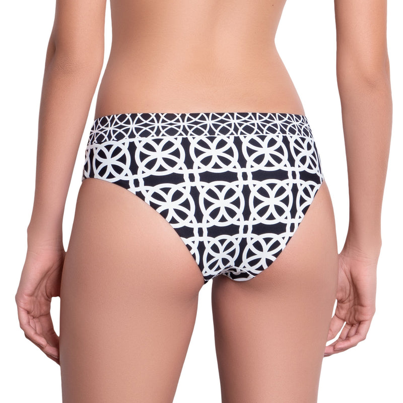 BRIGITTE medium rise panty, printed bikini bottom by ALMA swimwear – back view 