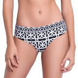 BRIGITTE medium rise panty, printed bikini bottom by ALMA swimwear – front view 2
