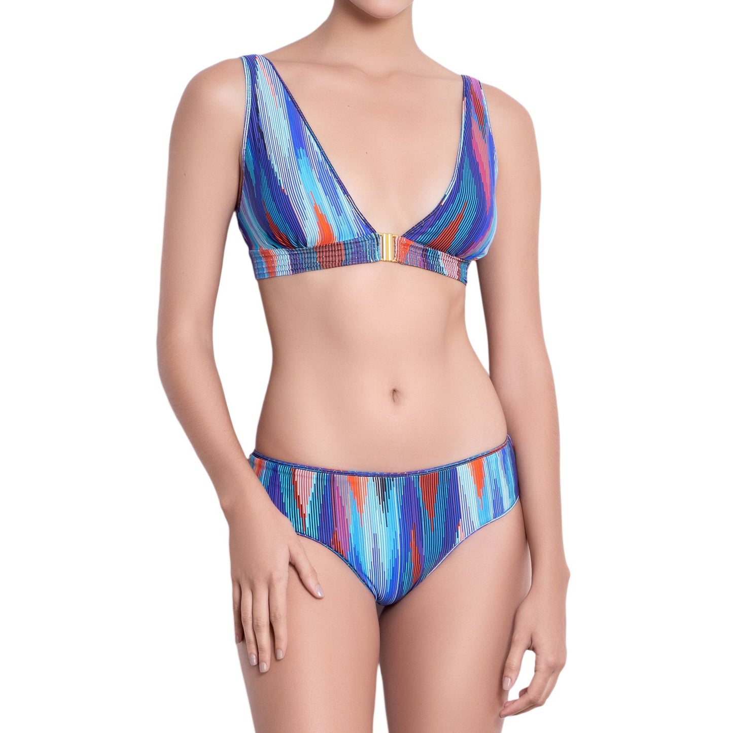 EVA classic panty, textured printed bikini bottom by ALMA swimwear – front view 1