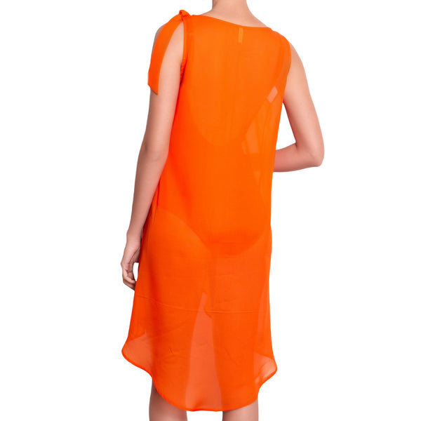 EVA crossed dress, orange chiffon cover up by ALMA swimwear – front view 3
