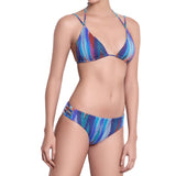 EVA strappy panty, textured printed bikini bottom by ALMA swimwear– front view 1