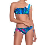 FANNY adjustable panty, printed bikini bottom by ALMA swimwear – front view 1