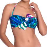 FANNY bandeau bra, printed bikini top by ALMA swimwear – front view 3