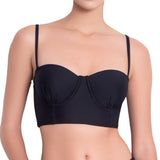 LÉA balconette bra, black bikini top by ALMA swimwear – front view 3
