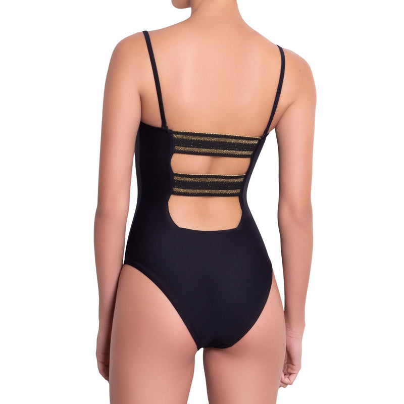 LÉA balconette one piece, black swimsuit by ALMA swimwear – back view 