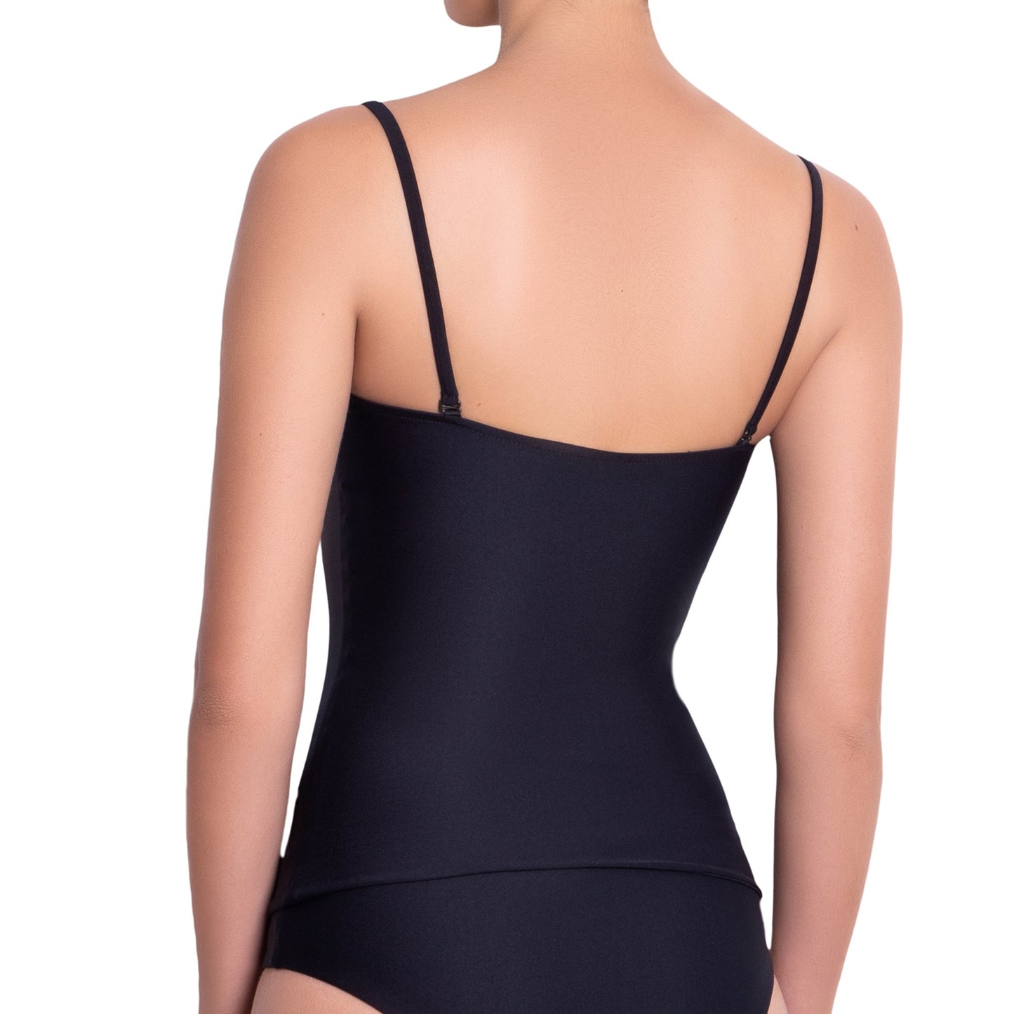 LÉA balconette tankini, black top by ALMA swimwear – back view